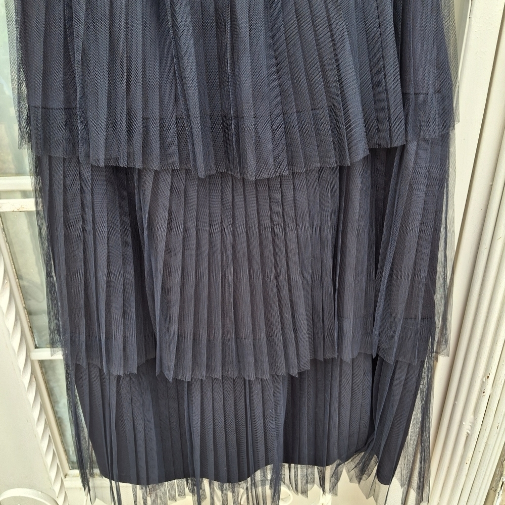 Favlux Ruffled 3-Tier Tulle Midi Black Skirt Women Size Medium - Picture 6 of 14